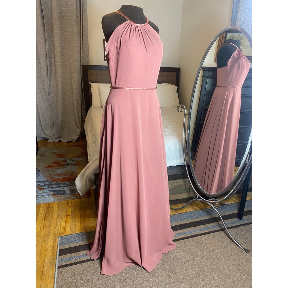 Christina Wu Dress Womens 10 Marsala Halter Neck‎ Bridesmaid Dress Formal Gown